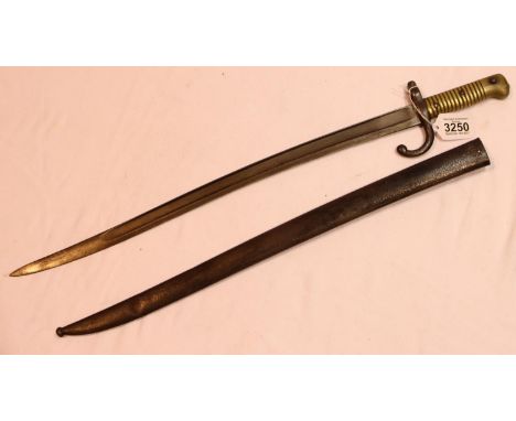 French Chassepot bayonet, model 1866 with steel scabbard. P&amp;P Group 3 (£25+VAT for the first lot and £5+VAT for subsequen