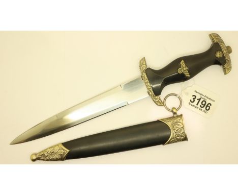 German Third Reich SA ceremonial dagger copy with scabbard, blade L: 22 cm. P&amp;P Group 2 (£18+VAT for the first lot and £3