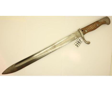 Imperial German WWI Mauser 9805 model Butcher bayonet, ricasso marked Alex Coppel Solingen, blade L: 36 cm, lacking scabbard.