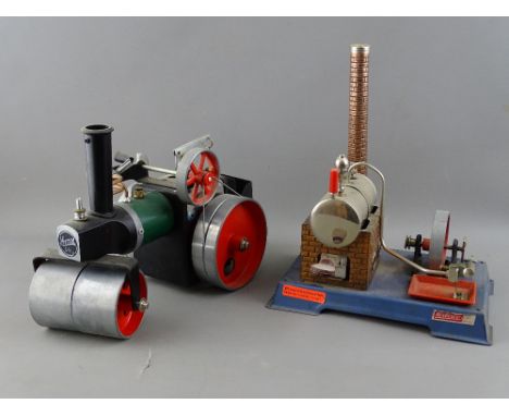 TWO WILESCO & MAMOD LIVE STEAM MODELS to include a stationary engine and a traction engine road roller