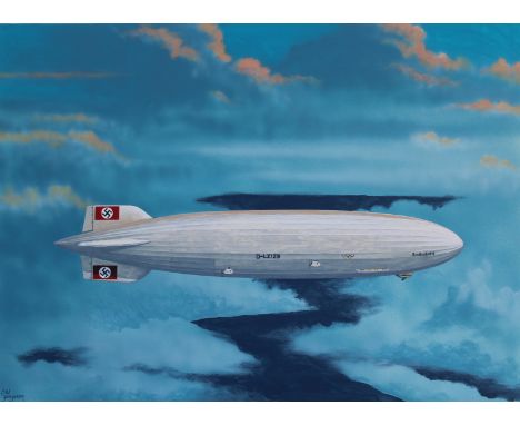 Steve Ferguson (B. 1946) "1936 - Hindenburg" Signed lower left. Watercolor on Illustration Board. Provenance: Collection of J