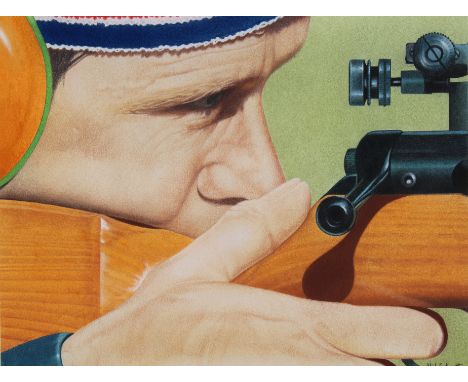 Nicholas Cudworth (B. 1947) "Sports #3". Signed lower right. Mixed media on board. Provenance: Collection of James A. Helzer 