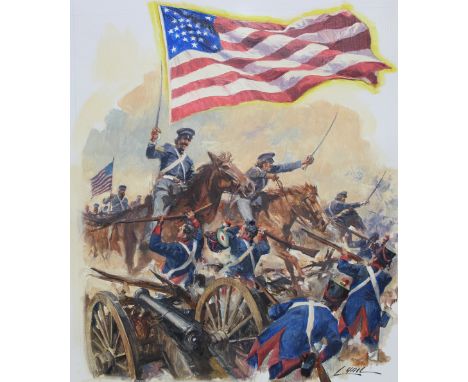 Dennis Lyall (American, B. 1946) "The Stars and Stripes - 29 Star Flag" Signed lower right. Oil on Canvas. Provenance: Collec