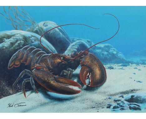 Kirk Stirnweis (Colorado, New Hampshire, B. 1967) "American Lobster" Signed lower left. Oil on Illustration Board. Provenance