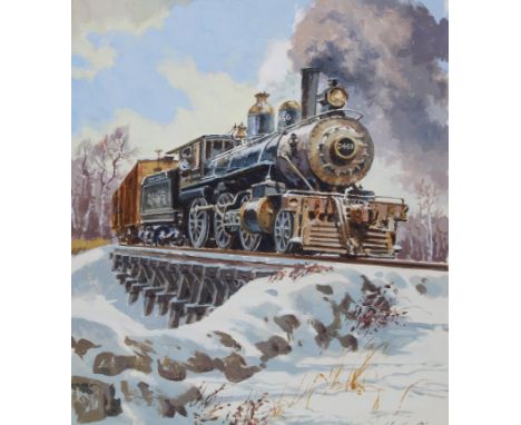John Swatsley (American, B. 1937) "CNR E-6 Locomotive" Signed lower right. Mixed Media on Illustration Board. Provenance: Col