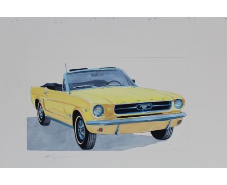 Robert Seabeck (American, B. 1945) "1965 Mustang" Signed lower left. Mixed Media on Paper. Provenance: Collection of James A.