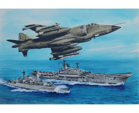 Paul Calle (1928 - 2010) and Chris Calle (B. 1961) "1980s - Armed Conflicts Upset Peace" Signed lower right. Mixed Media on I