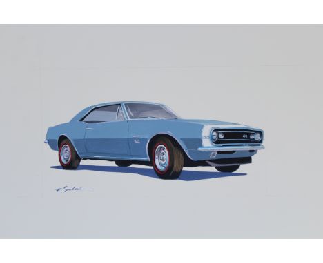 Robert Seabeck (American, B. 1945) "1967 Camaro" Signed lower left. Mixed Media on Paper. Provenance: Collection of James A. 