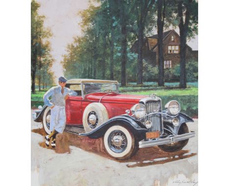 John Swatsley (American, B. 1937) "LeBaron: 1932 Lincoln Convertible Coupe" Signed lower right. Oil on Illustration Board. Pr