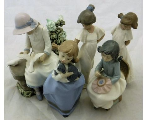 Five Nao figurines of young girls