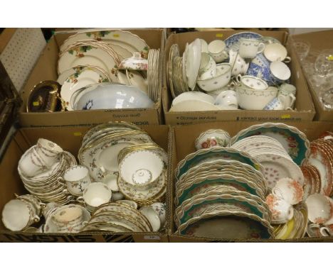 Four boxes of assorted china wares to include various items of Dresden, Myotts and Spode