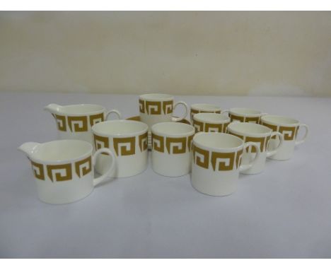 Wedgwood Susie Cooper design Old Gold Keystone coffee set to include cups, saucers, milk jug and sugar bowl (16)