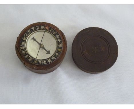 Chinese wood mounted compass with pull off cover