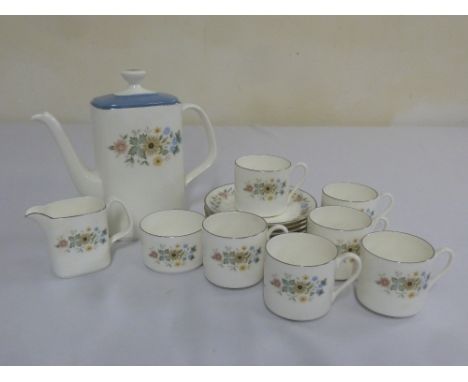 Royal Doulton Pastorale H5002 coffee set to include cups, saucers, coffee pot, milk jug and sugar bowl