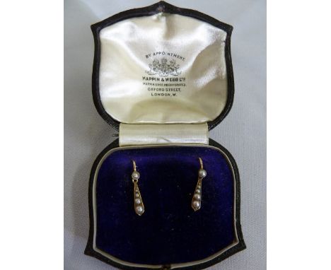 Pair of Victorian gold and seed pearl earrings