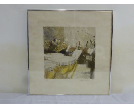 Bernard Dunston signed lithograph of an orchestra 33/350, 34 x 33cm