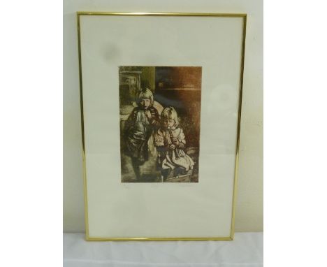Mallinson signed framed lithograph tilted Song, 29 x 19cm