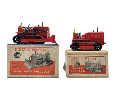 Dinky Supertoys Heavy Tractor no. 563 and a Dinky Supertoys Blaw Knox Bulldozer no. 561, both boxed (2)
