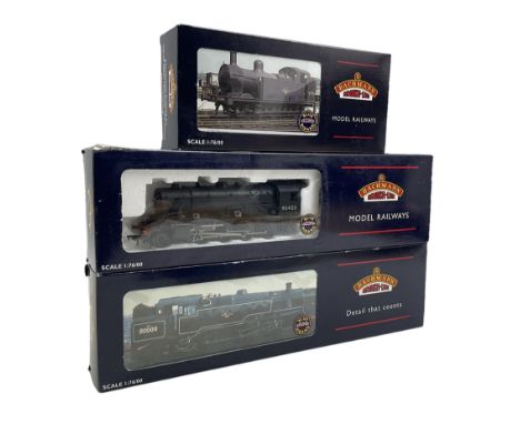 Three Bachmann '00' gauge locomotives, 32-225 3F Jinty 47410, 32-354 Standard Class 4MT 80002 and 32-258 WD Austerity 90423 (