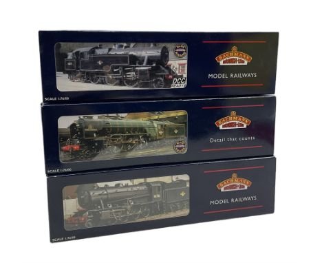 Three Bachmann '00' gauge locomotives, 32-250W WD Class 90733, 32-877 Fairburn Tank 42073 and 32-552 North Eastern 60147 (3)