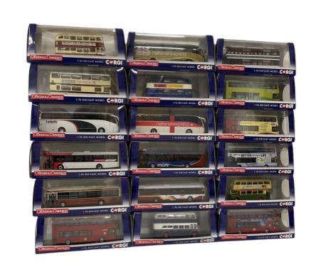 Eighteen Corgi The Original Omnibus Company Limited Edition 1:76 scale buses and coaches, boxed (18)