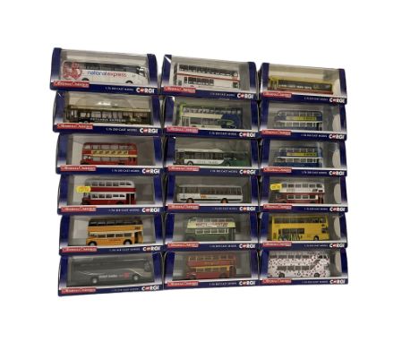 Eighteen Corgi The Original Omnibus Company Limited Edition 1:76 scale buses and coaches, boxed (18)