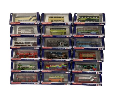 Eighteen Corgi The Original Omnibus Company Limited Edition 1:76 scale buses and coaches, boxed (18)