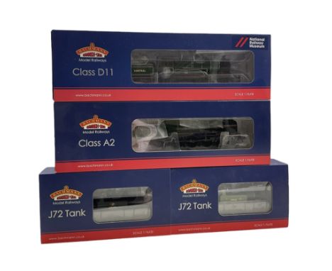 Four Bachmann '00' gauge locomotives, 31-062 J72 Class 68696, 31-060K J72 Class 69023, 31-145NRM Butler Henderson 506 and 31-