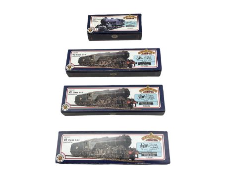Four Bachmann New Super Smooth '00' gauge locomotives, 31-602 Tank Locomotive 67664, 31-554 V2 Class 60903, 31-557 V2 Class 6
