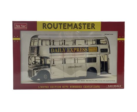 Sun Star Routemaster limited edition 1:24 scale bus 2903: RM664 - WLT 664: The Silver Lady with unpainted body, boxed