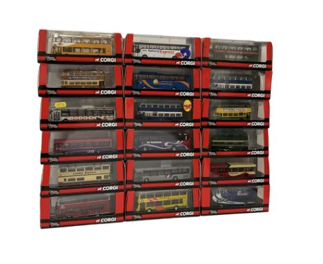 Eighteen Corgi The Original Omnibus Company Limited Edition 1:76 scale buses and coaches, boxed (18)