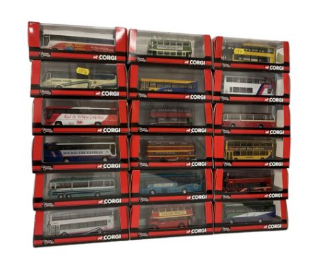 Eighteen Corgi The Original Omnibus Company Limited Edition 1:76 scale buses and coaches, boxed (18)