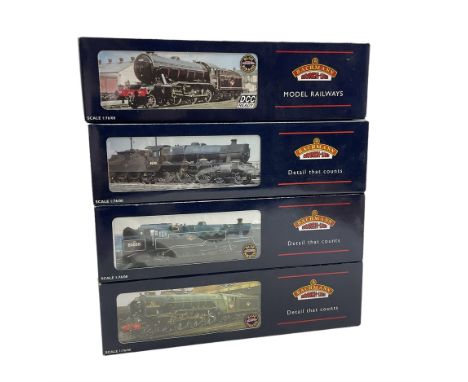 Four Bachmann '00' gauge locomotives, 32-277 K3 61949, 31-158 Connaught 45742, 32-551 Class A1 60158 Aberdonian and 32-353 St