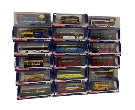 Eighteen Corgi The Original Omnibus Company Limited Edition 1:76 scale buses and coaches, boxed (18)