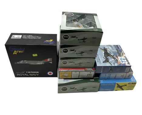 Nine 1:72 scale diecast model aircraft, Gemini Aces 1:72 scale diecast Royal Navy F-4K Phantom, Corgi Anniversary limited edi