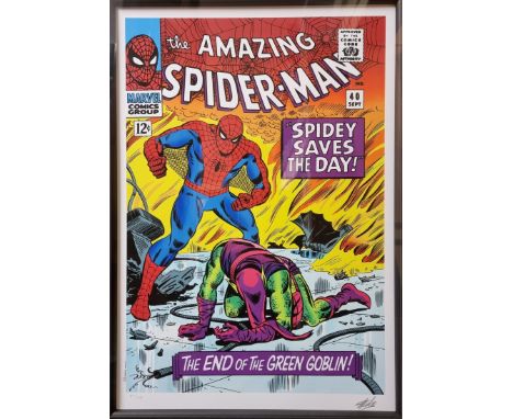 Stan Lee, Marvel Superheroes,&nbsp;'The Amazing Spider-Man #40 - Spidey Saves The Day', signed and numbered 167/295, giclee p