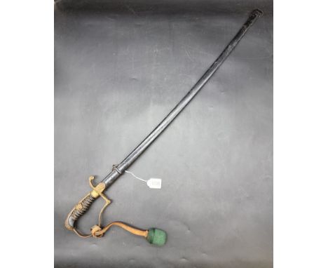 A German World War II officer's sword and scabbard, by Weyersberg, Kirschbaum & Cie, with 80.5cm blade and attached green sta