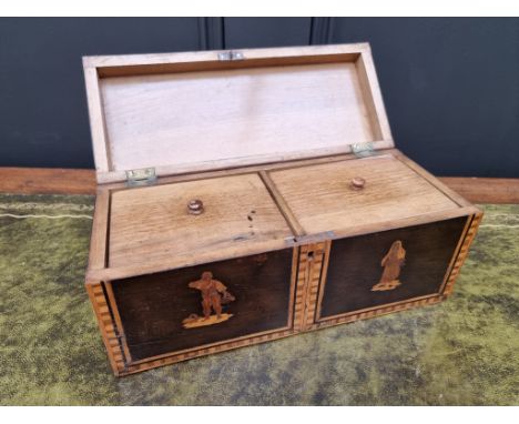 A 19th century Sorrento ware tea caddy, 26cm wide. 