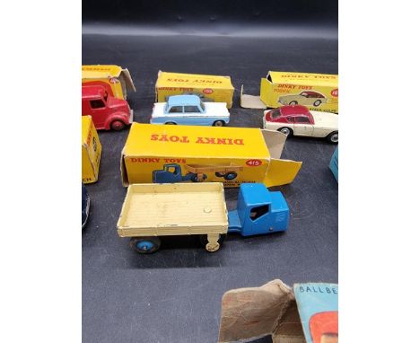 Five Dinky diecast vehicles; and two similar Corgi examples, each boxed; and another Lesney example. (8) 