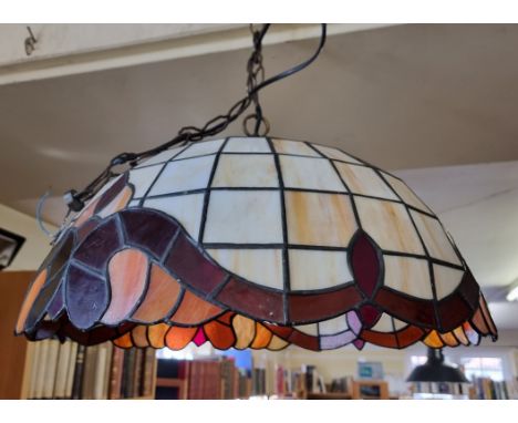 A leaded and stained glass ceiling light, from Christopher Wray,&nbsp;51.5cm diameter. 