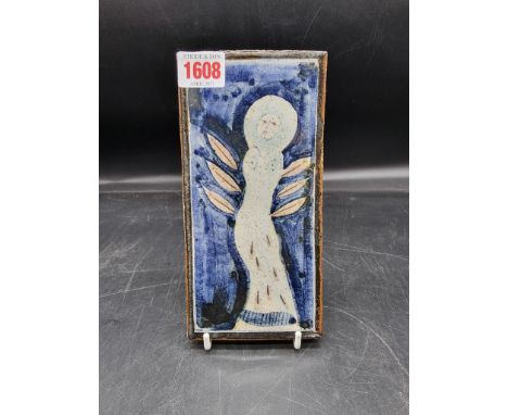 Studio Pottery:&nbsp;an Eric James Mellon 'Bird Maiden' tile, signed, inscribed and dated '05, 19.6 x 9.7cm. 