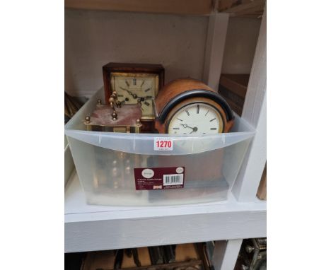 A Victorian walnut and inlaid mantel clock, by Camerer, Kuss, Tritschler &amp; Co, 24cm high, with pendulum; and three other 