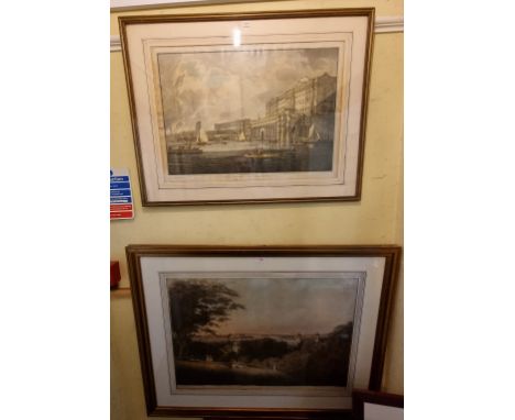 After J Farrington, 'View of Somerset Place...', lithograph, I.42 x 62.5cm; together with another engraving of The River Tham
