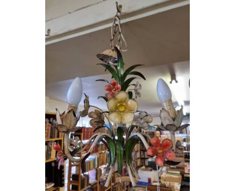 A painted five branch ceiling light,&nbsp;46cm high, with original rose.&nbsp; 