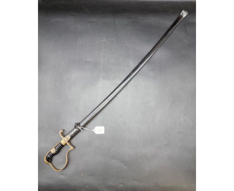 A German World War II army officer's sword and steel scabbard, having 82cm blade.