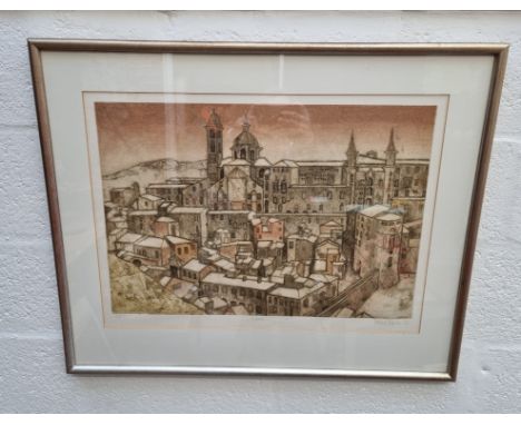 Valerie Thornton,&nbsp;'Urbino', signed and dated '88, labelled verso, artists proof print, pl.45 x 65cm.&nbsp; 