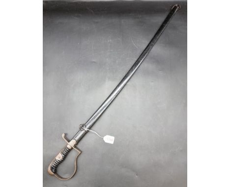 A German World War II NCO's sword and scabbard, with 77.5cm blade.