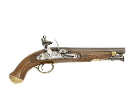An 18-Bore Flintlock William IV Late New Land Pattern Service PistolCirca 1835With plain rebrowned barrel and tang, border en