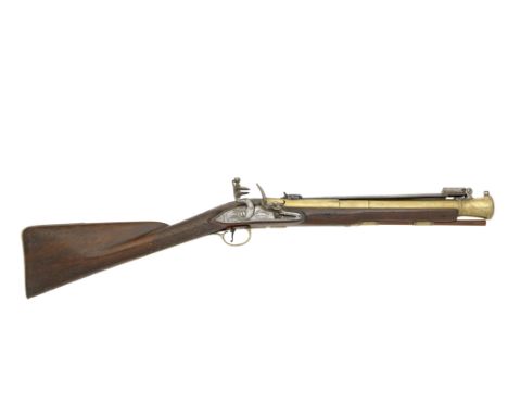 A Brass-Barrelled Flintlock Blunderbuss With Spring BayonetBy Joseph Griffin, London, Circa 1765With three-stage barrel turne