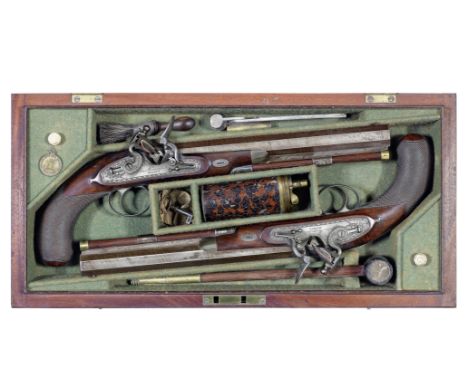 A Fine Cased Pair Of 48-Bore Flintlock Duelling PistolsBy John Manton &amp; Son, Dover Street, London, No. 6384 For 1815With 